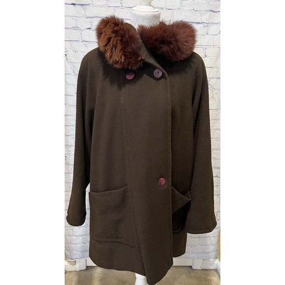Steve By Searle Jackets & Blazers - Steve By Searle Vintage Brown Wool Lined Winter Coat With Fur Trim Hood (4) L/XL